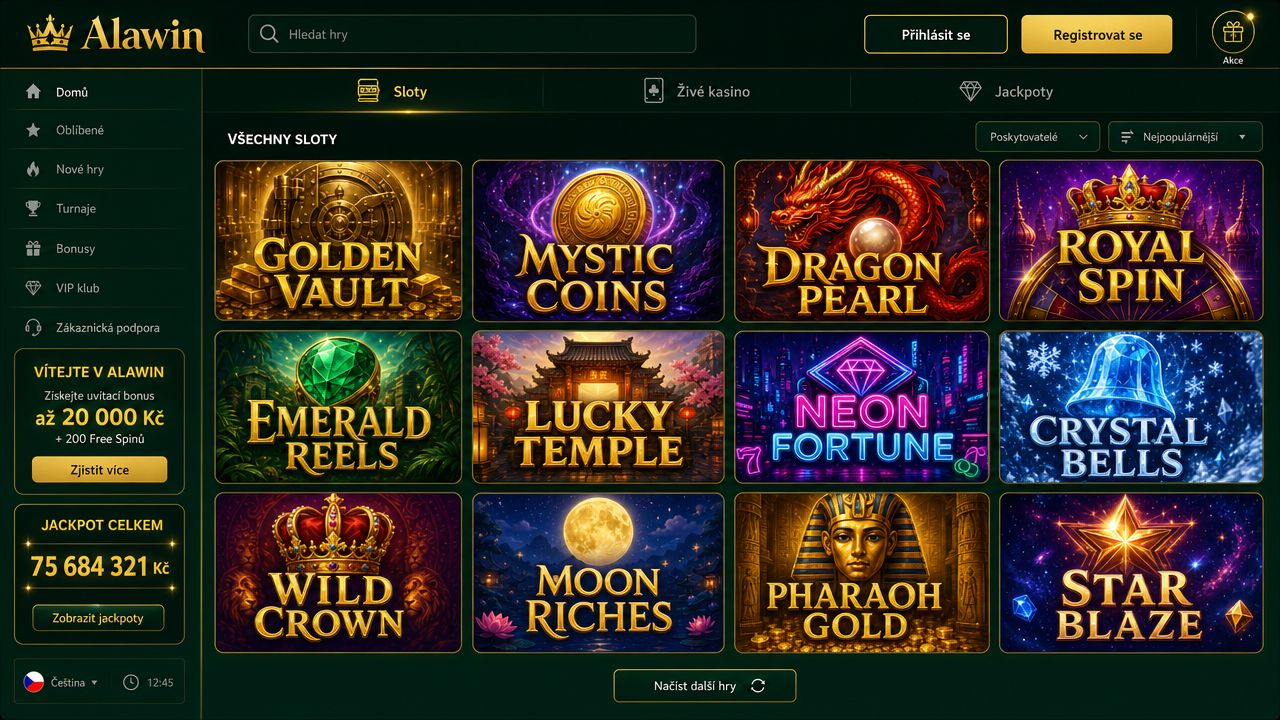 Ukázka webové stránky online kasina Alawin